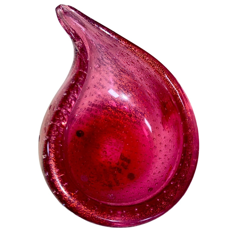 Morano Glass 1960s Ashtray. Pink w Gold Dust